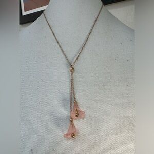 Vintage AVON frosted pink peace lily necklace